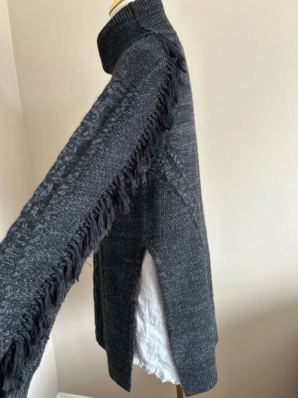 Kit and Ace 100% Cashmere/Silk Cowl Neck Charcoal Grey Pullover Sweater - Picture 5 of 12